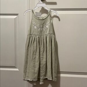 NWT Rachel Zoe Light Sage Green Embroidered Girls' dress Size 4T with headband